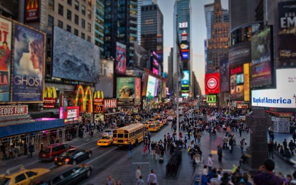 πόλη, δρόμος, δρόμος, Νέα Υόρκη, Times Square, μετατόπιση κλίσης