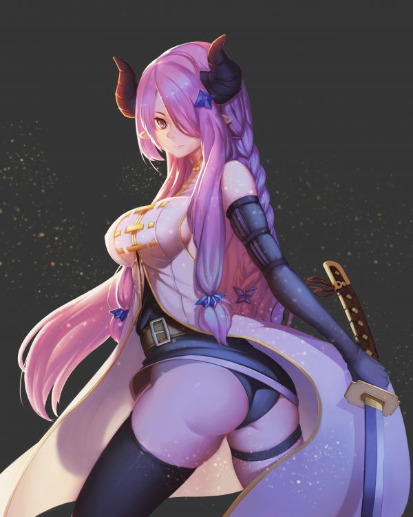 Narumeia Granblue Fantasy,Granblue Fantasy,tanduk,pantat