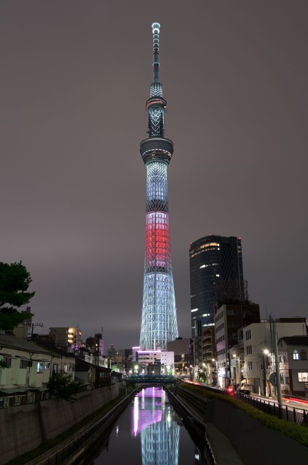 Japan,by,bybilledet,nat,arkitektur,afspejling