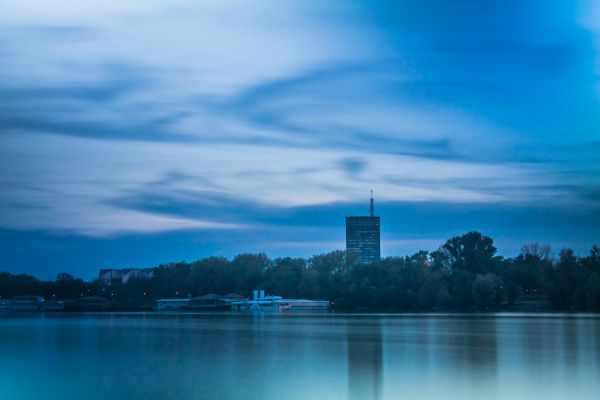 風景, 日光, 木, 海, シティ, 都市景観