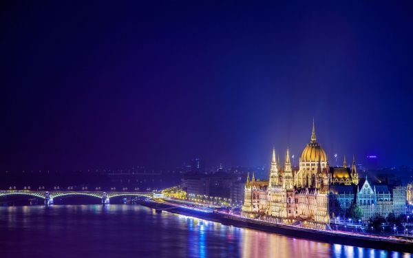 kota,Cityscape,malam,refleksi,kaki langit,pencakar langit