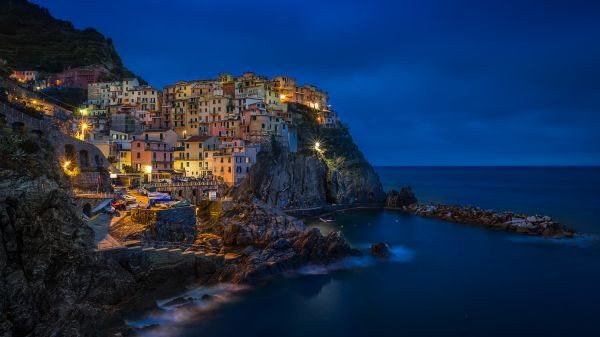 parc,le coucher du soleil,océan,Italien,bleu,Maisons