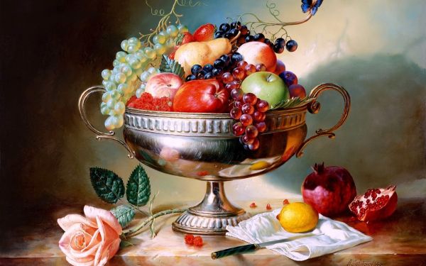 1920x1200 px, apples, fruit, grapes, ART, berry