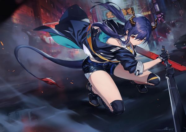 Anime cô gái,Tác phẩm nghệ thuật,Arknights,Chen Arknights,dragon girl,Alov