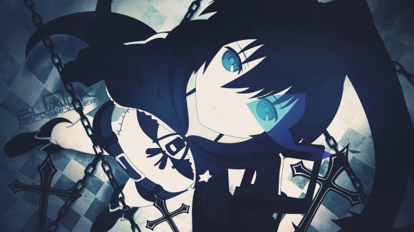 anime, anime girls, Black Rock Shooter, Kuroi Mato, illustration, blue