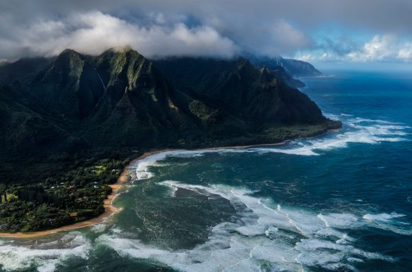 moln,Hawaii,landskap,2000x1325 px,flygperspektiv,Fågelperspektiv