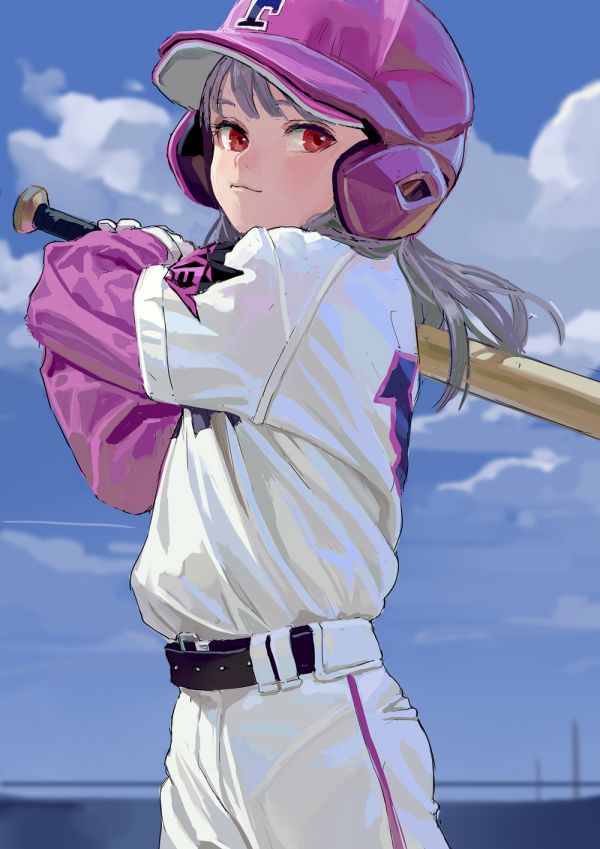 anime,anime jenter,baseball,FKEY,røde øyne