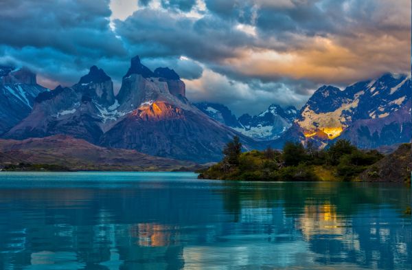 Chile,Nubes,lago,paisaje,montaña,2500x1638 px