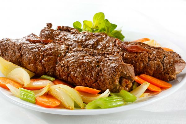 jídlo,maso,zelenina,Talíř,steak,cibule