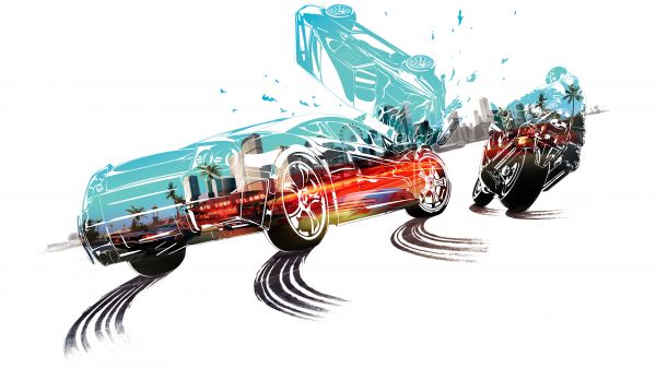 Burnout Paradise,Electronic Arts,EA,yksinkertaista taustaa,valkoinen tausta,Video Game Art