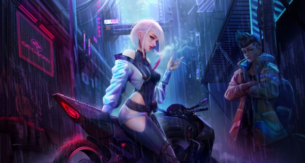 Cyberpunk,Cyberpunk edgerunners,lucy edgerunners,Alejandro Lara,desenhando,cabelo prateado