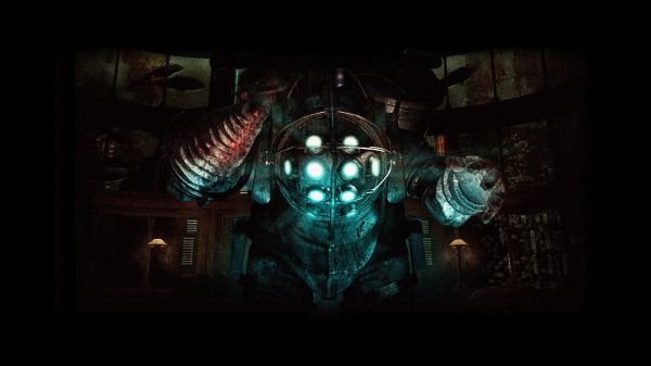 nuit,Big Daddy,BioShock,minuit,obscurité,capture d'écran