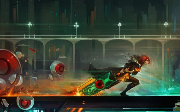 Transistor merah,Transistor,supergiant Game,pertandingan,screenshot,alat