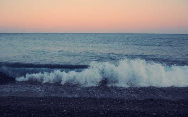 日没,海,海岸,ビーチ,日の出,朝