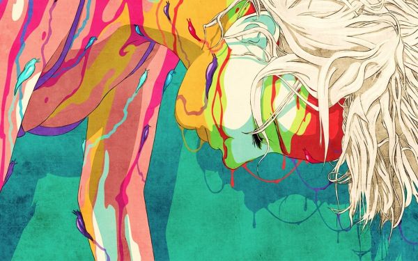 bunt,Anime,Malerei,Illustration,abstrakt,rot