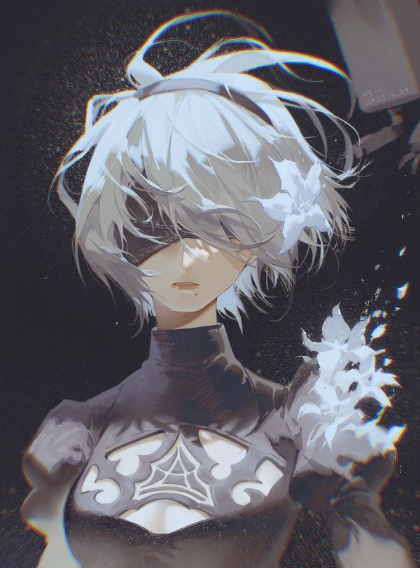 kunstværk,Nier Automata,2B Nier Automata,Video Game Art,Digital kunst,Fantasy kunst