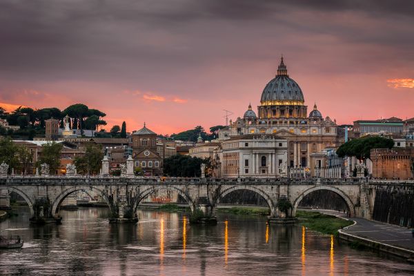 matahari terbenam,kota,Cityscape,Italia,pemandangan,malam