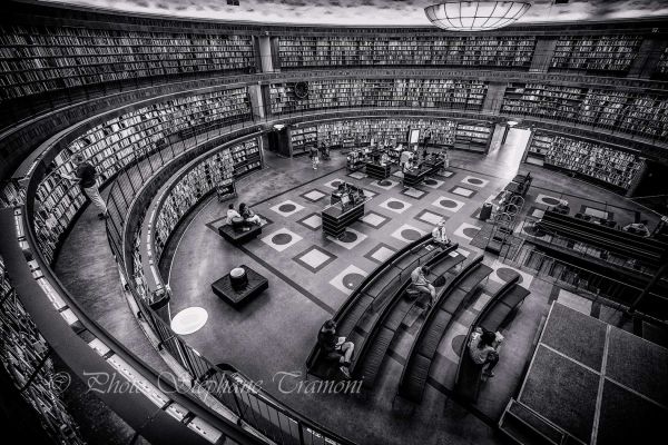 Suède,Monochrome,la photographie,symétrie,bibliothèque,Stockholm