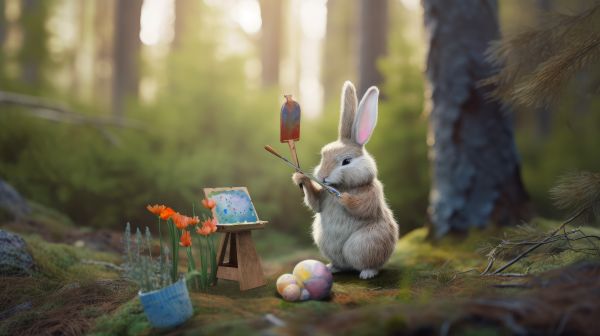 ai art,rabbits,Easter,forest