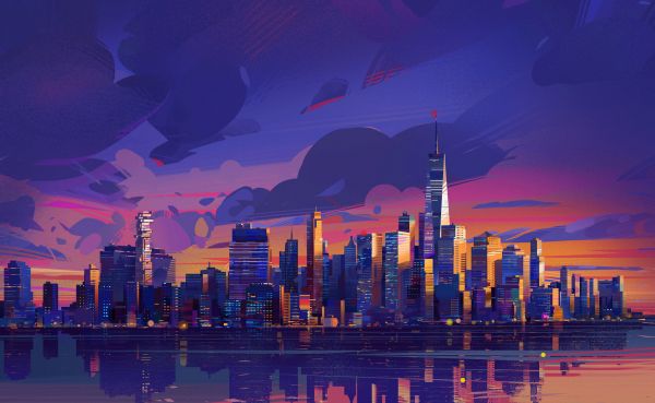 Entergalactic,digital art,artwork,illustration,city,cityscape