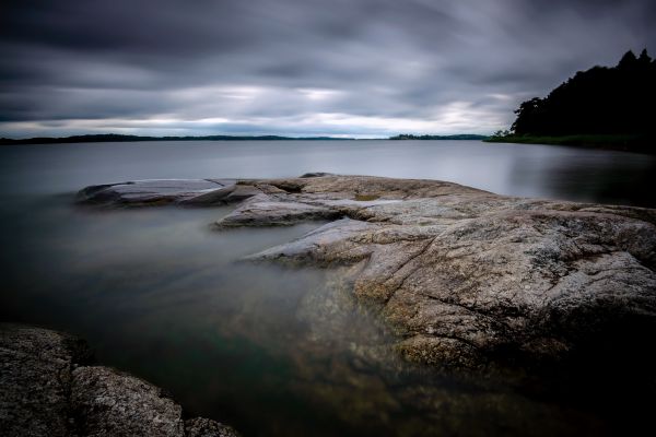 paisaje, puesta de sol, mar, bahía, luz de sol, lago