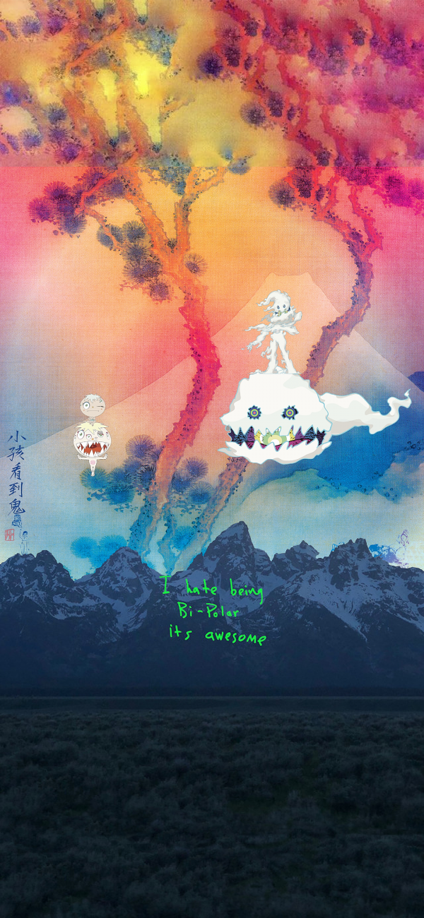 카니 예 웨스트,키드 쿠디,kids see ghosts,화려한,앨범 커버,교차