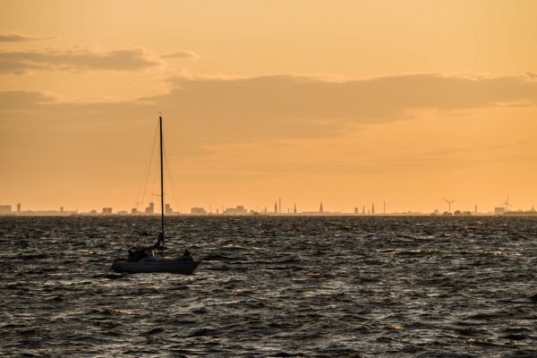 Sonnenuntergang, Meer, Bucht, Ufer, Sand, Boot