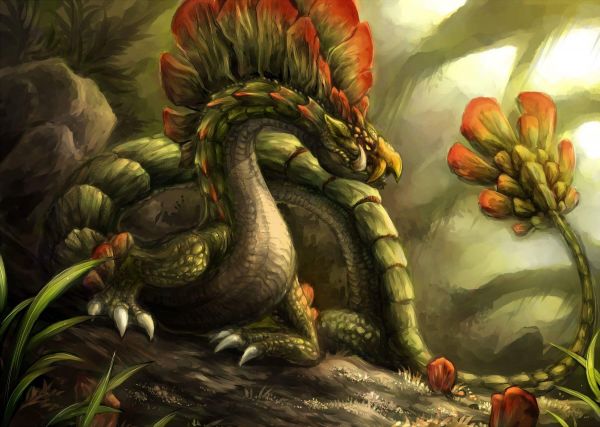 dragon,Monster Hunter,painting,illustration,jungle,Najarala