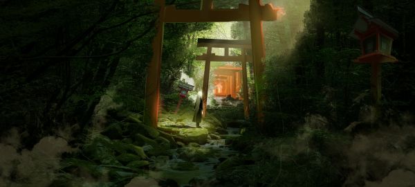 torii,Skov,Anime piger