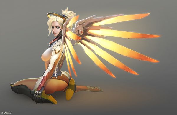 Mercy Overwatch,aripi,blondă