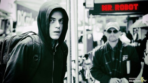 ศิลปะดิจิตอล,Mr Robot,Elliot นายหุ่นยนต์,ดำ,ขาวดำ,ถนน