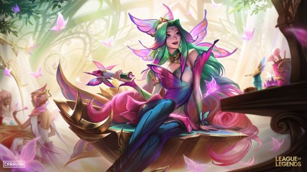 Caravan Studio,drawing,Seraphine League of Legends,pink,women,colorful