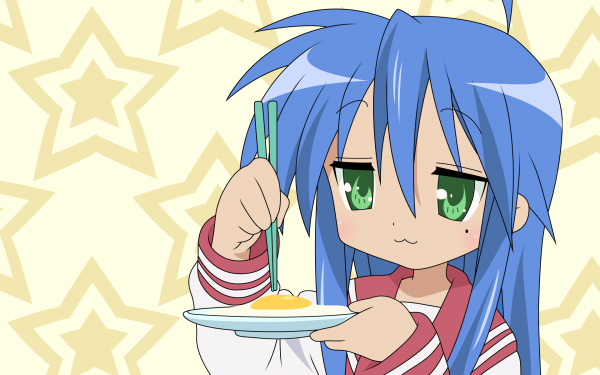 gadis anime,lucky Star,Izumi Konata,rambut biru,telur,anime