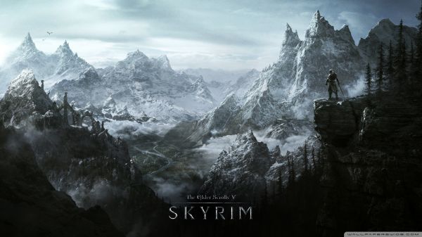 Elder Scrolls V Skyrim,erämaa,Alpit,maasto,vuori,kuvakaappaus