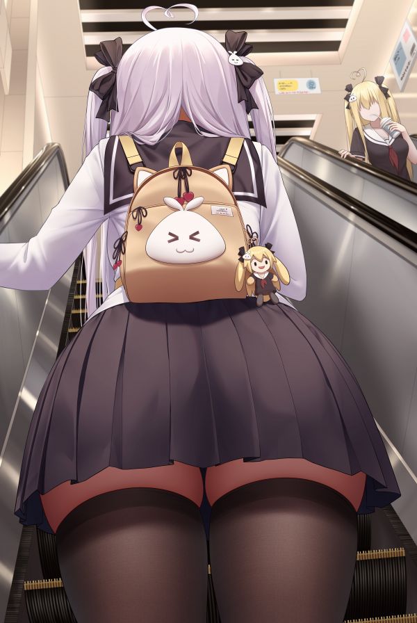 anime girls,Niliu Chahui,escalator