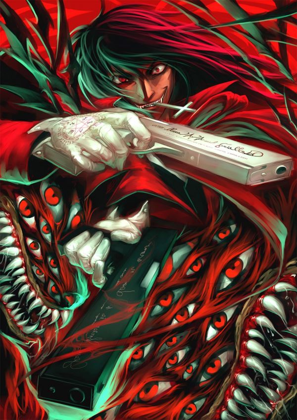 εικονογράφηση, anime, Hellsing, Alucard, βαμπίρ, πιστόλι