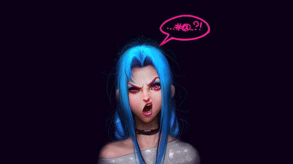 játékok art,game girls,legendák Ligája,Jinx League of Legends,Vészmadár,kék haj