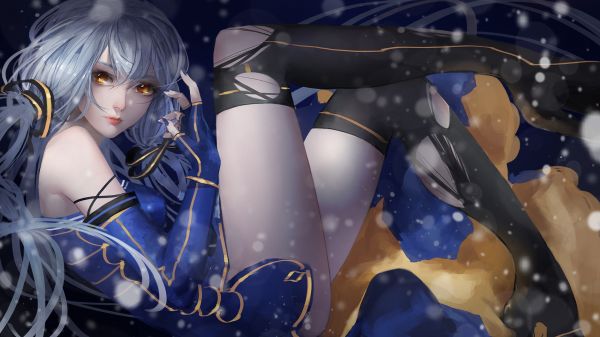 Anime,Anime Mädchen,Vocaloid,lange Haare,Beine,blau