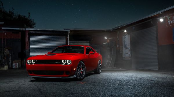 Dodge Challenger Hellcat,1920x1080 px,uhnúť,červená