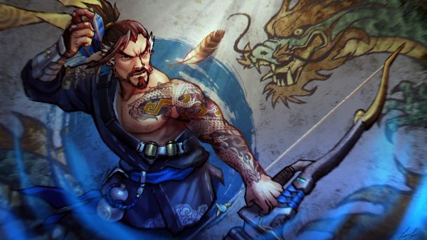 1920x1080 px,digitaalinen taide,Hanzo Overwatch,Overwatch,Videopelit