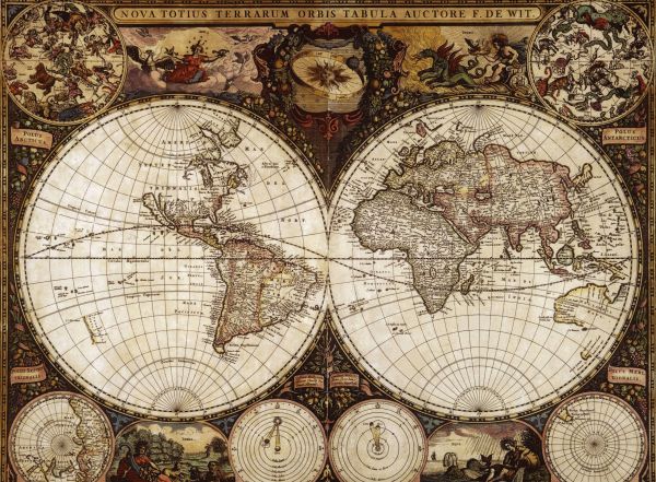 mapa,mapa mundial,obra de arte,1665 Year