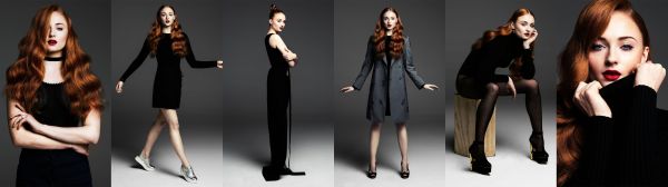 Frau,Collage,Sophie Turner,Schwarzes Kleid