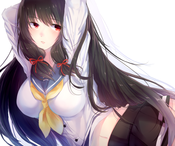 capelli lunghi,Kantai Collection,Isokaze KanColle,uniforme scolastica