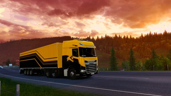 τοπίο,Αυστρία,Euro Truck Simulator 2,Αυτοκινητόδρομος,DAF,η δυση του ηλιου