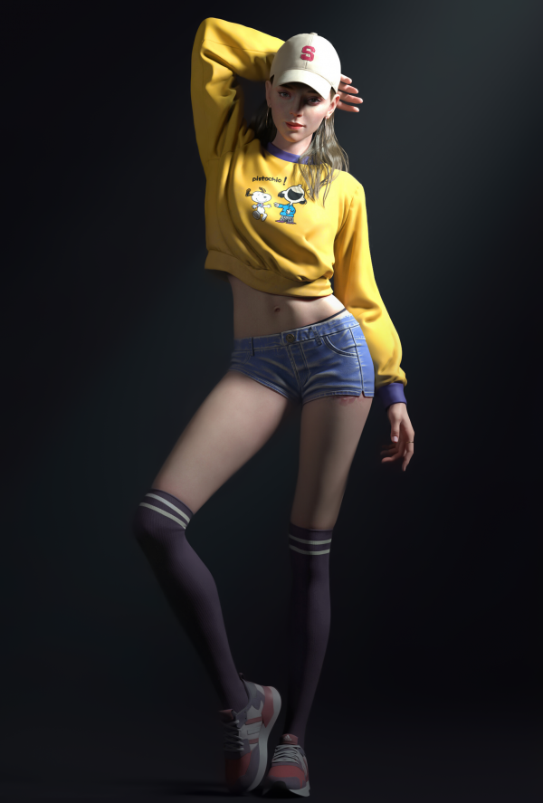 CGI,women,yellow clothing,Hai Sheng,baseball caps,blouse