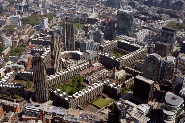 fotografía,vista aérea,edificio,barbacana,Londres,Brutalismo