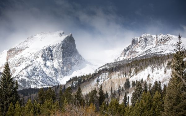 panorama, montanhas, natureza, neve, inverno, Passagem de montanha