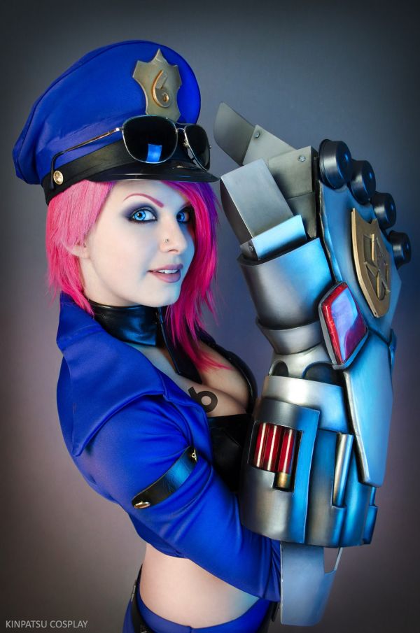 polizia, donne, cosplay, modello, capelli tinti, sfondo semplice