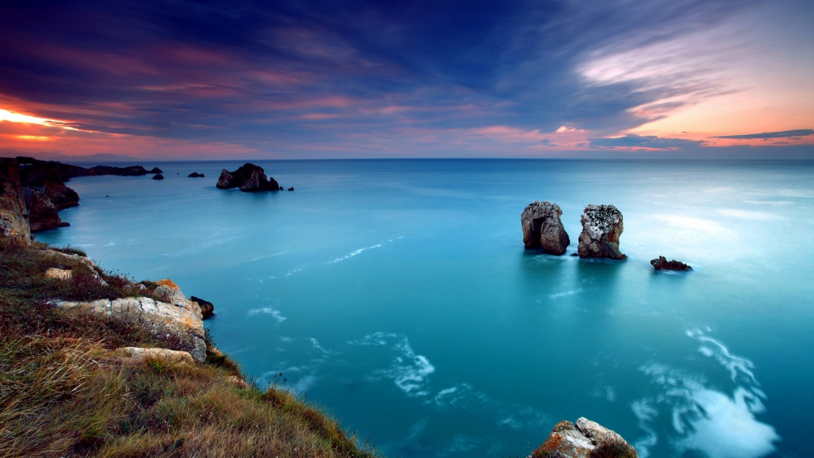 water, ocean view, rotsen, wolken, amazing view