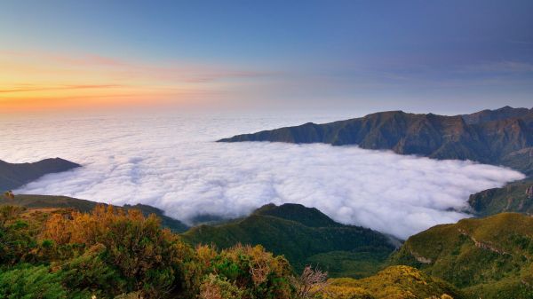 風景, 自然, 海, 丘, 湖, 反射